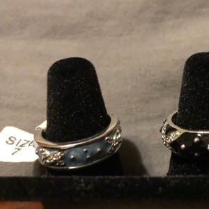 Light blue / silver enamel ring - costume jewelry